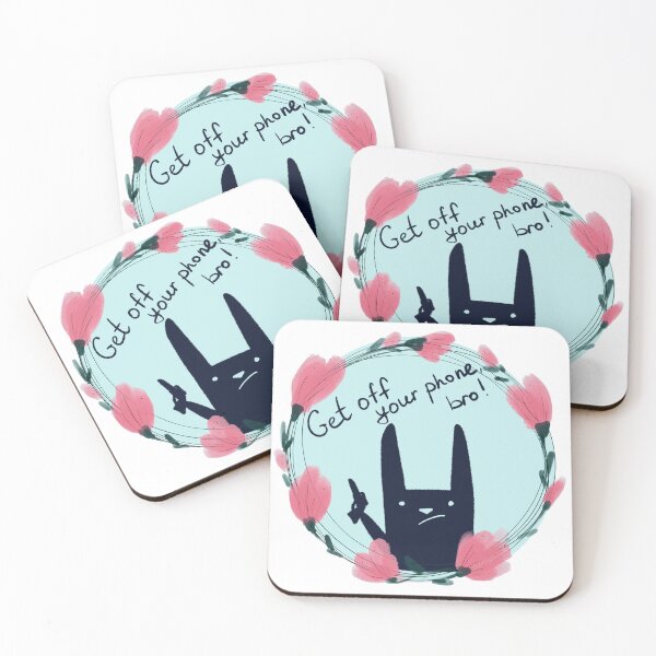 Item preview, Get Off Your Phone Grumpy Dark Bunny designed and sold by ArtbyLanaN.