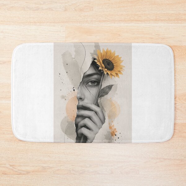 Item preview, Woman Torn Paper Eye Sunflower Watercolor Splatter Black White Art Print designed and sold by Leogasup.