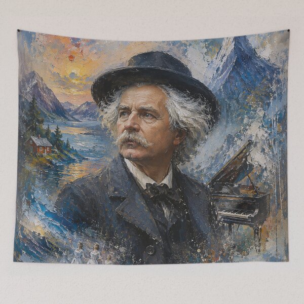 Item preview, Edvard Grieg Norwegian composer and pianist painting. designed and sold by GalleryKauffeld.