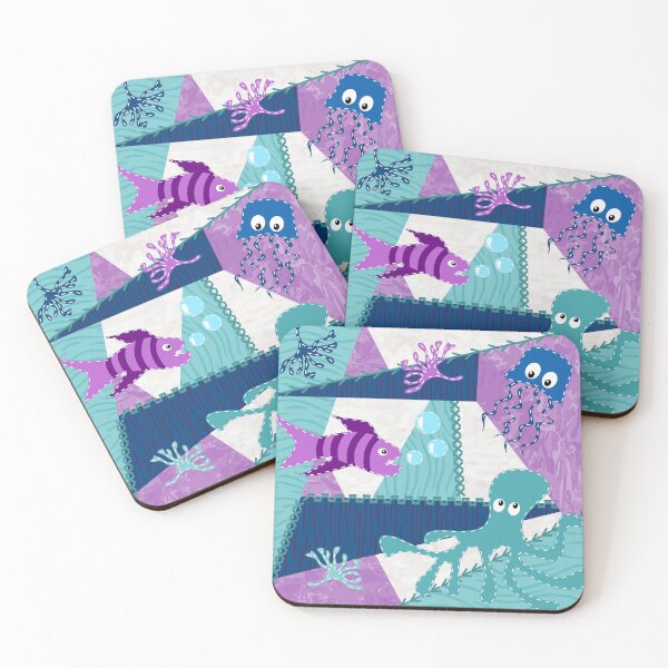 Item preview, Applique Sea Creatures on a Crazy Quilt Square designed and sold by ardesignstudios.