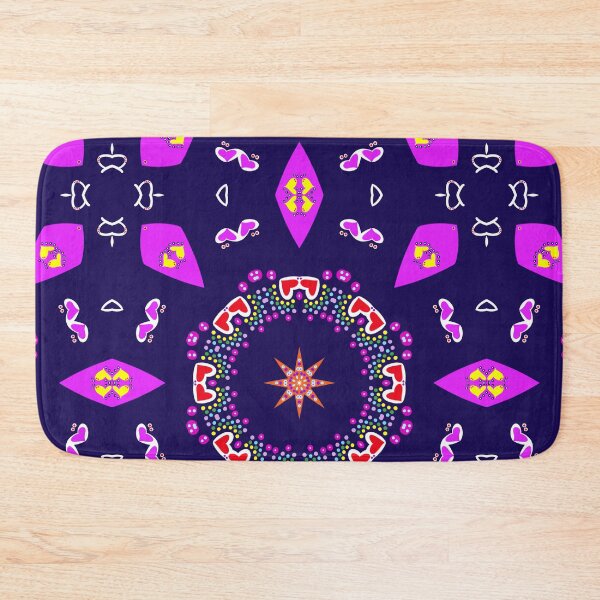 Item preview, Vibrant Navy Blue and Magenta Heart Mandala Pattern designed and sold by Tinsleybluebell.