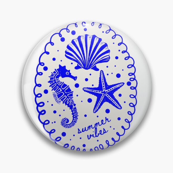 Item preview, Summer Vibes Coastal Seashell & Seahorse Sticker | Blue Ocean Aesthetic Beach Vinyl Decal designed and sold by Cozy Art Studio.