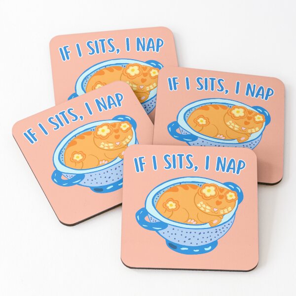 Item preview, If I Sits, I Nap | Cute Sleeping Cat in a Colander | Cozy Love Cat Pun designed and sold by BritishDelights.