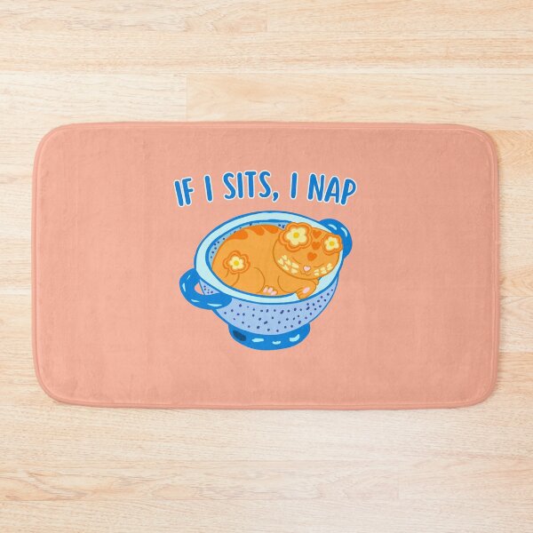 Item preview, If I Sits, I Nap | Cute Sleeping Cat in a Colander | Cozy Love Cat Pun designed and sold by BritishDelights.