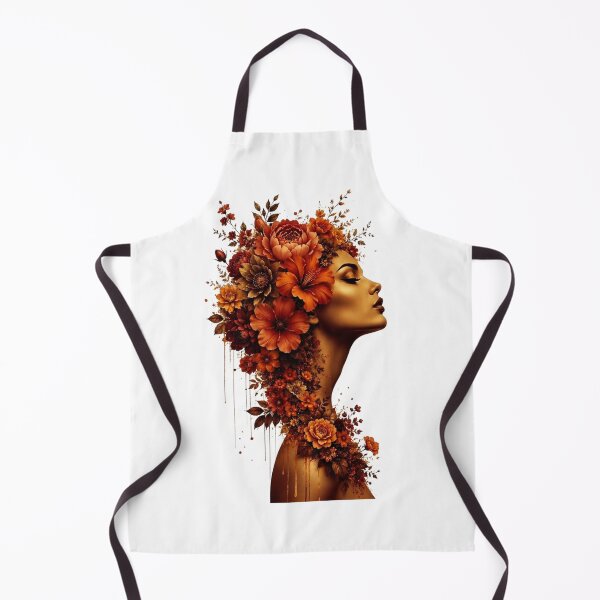 Item preview, Golden Woman Profile Autumn Terracotta Flowers Drip Wall Art Print designed and sold by Leogasup.