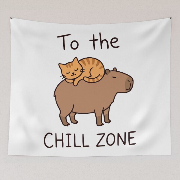 Item preview, Cute Cat Sleeping On Capybara Chill Zone designed and sold by Amir Faysal.