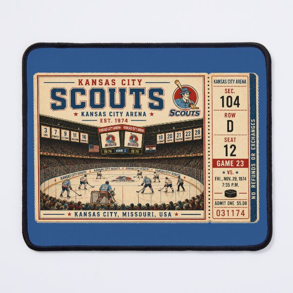 Item preview, Kansas City Scouts Vintage Hockey Ticket, Kansas City Arena Retro Hockey Art, Classic Hockey Nostalgia designed and sold by GhostDawgs.