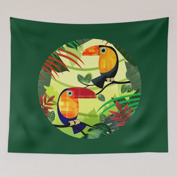 Item preview, Two Colourful Exotic Birds in Jungle designed and sold by Andrew  Hitchen.
