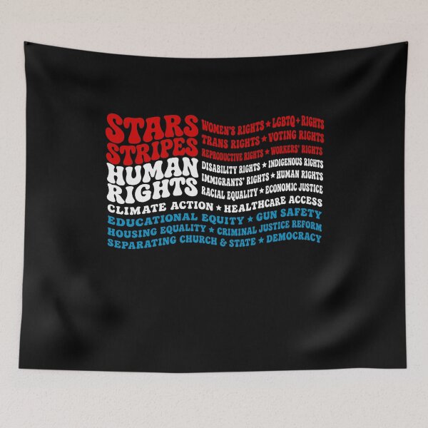 Item preview, Stars and Stripes and Human Rights Groovy Patriotic USA Flag, Cool Quote  designed and sold by BornBorn.