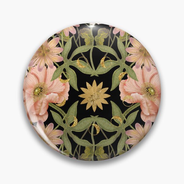 Item preview, Symmetrical Dark Gothic Sun and Wildflowers Poster designed and sold by Grin Katalina Floral Patterns & Cozy Art.