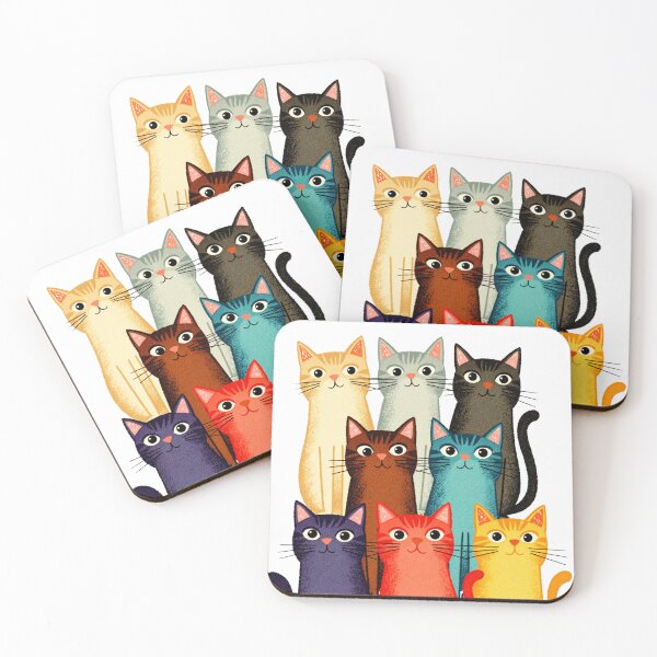 Item preview, A Clowder of Colourful Cats designed and sold by hinomaru.