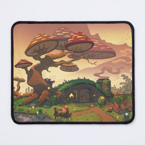 Item preview, Cozy Frog Cottage Under the Mushroom Tree | Whimsical Fantasy Frog Home Illustration designed and sold by DingHuArt.