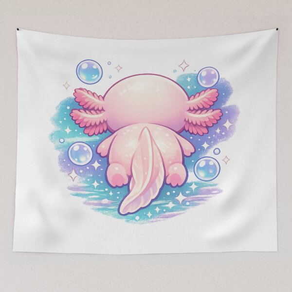 Item preview, Cute Kawaii Axolotl Back View — Pastel Pink Bubble Sparkle Art designed and sold by ArtoryWorks.