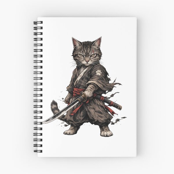 Item preview, Samurai Cat Warrior with Katana – Japanese Ink Style Ninja Feline Illustration designed and sold by Evening Twilight.