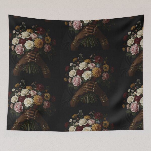 Item preview, Hands and Flowers Dark Botanical Art Print | African American Floral Wall Decor designed and sold by Desolaa_Arts.