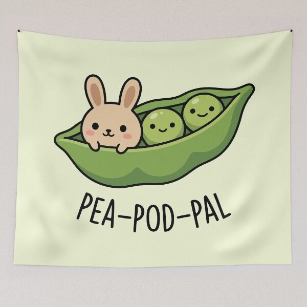 Item preview, Cute Bunny in Pea Pod Kawaii Vegetable Art designed and sold by Amir Faysal.