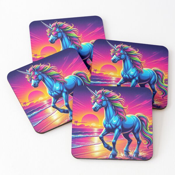 Item preview, Rainbow Beach Unicorn – Retro Sunset Fantasy Design designed and sold by Dogandesighn.