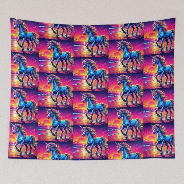 Item preview, Rainbow Beach Unicorn – Retro Sunset Fantasy Design designed and sold by Dogandesighn.