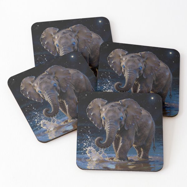 Item preview, Okavango — Midnight Splash & Sapphire Gaze, Elephant designed and sold by IsabellaBorduasArt.