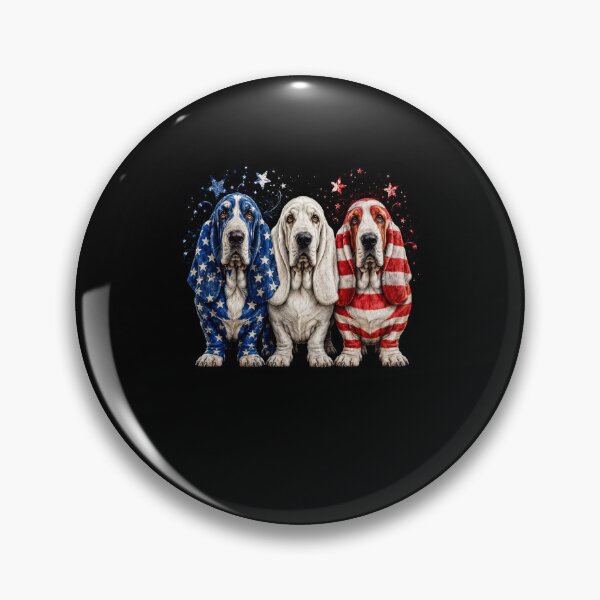 Item preview, patriotic basset hounds with stars and stripes art designed and sold by FormalDehyena.