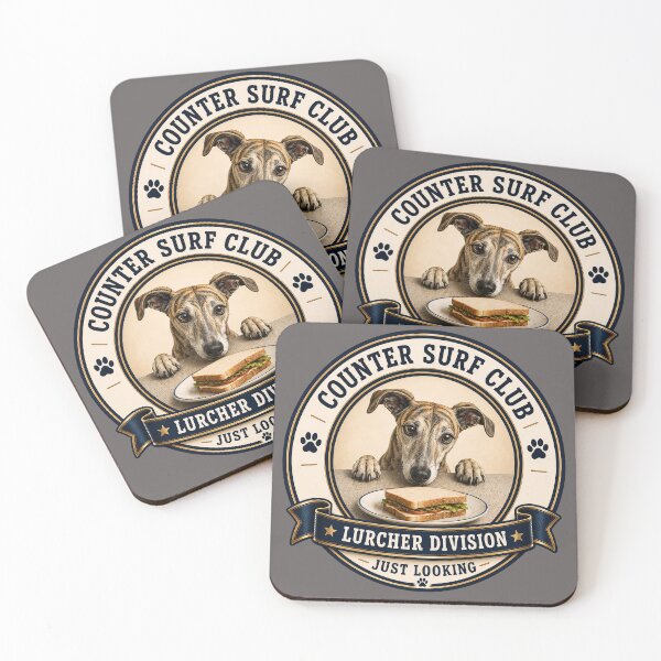 Item preview, Counter Surf Club - Lurcher Division - Just Looking/ Funny Lurcher Dog Badge Logo  designed and sold by Halejo68.