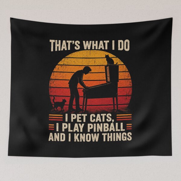Item preview, Cat Lover Quote Vintage Sunset Pinball Silhouette Art designed and sold by FormalDehyena.