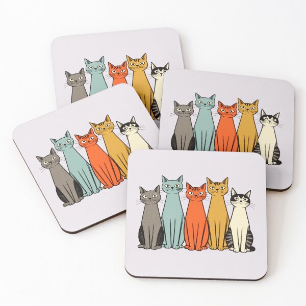 Item preview, A Row of Colourful Cats designed and sold by hinomaru.