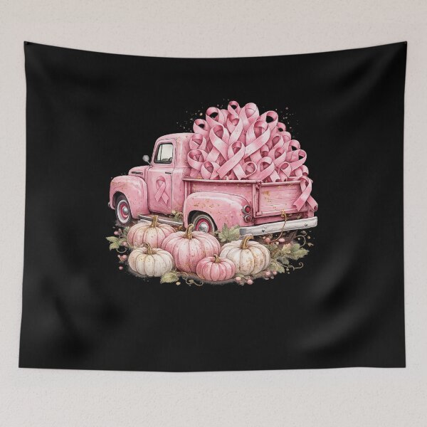 Item preview, breast cancer ribbon truck with pink pumpkin artwork designed and sold by FormalDehyena.