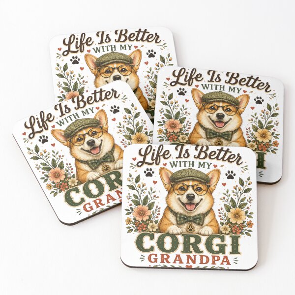 Item preview, Life Is Better With My Corgi Grandpa, Cute Vintage Corgi Dog Lover Gift for Grandfather, Floral Corgi Grandpa Design designed and sold by PinkAmazon.