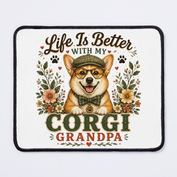 Item preview, Life Is Better With My Corgi Grandpa, Cute Vintage Corgi Dog Lover Gift for Grandfather, Floral Corgi Grandpa Design designed and sold by PinkAmazon.