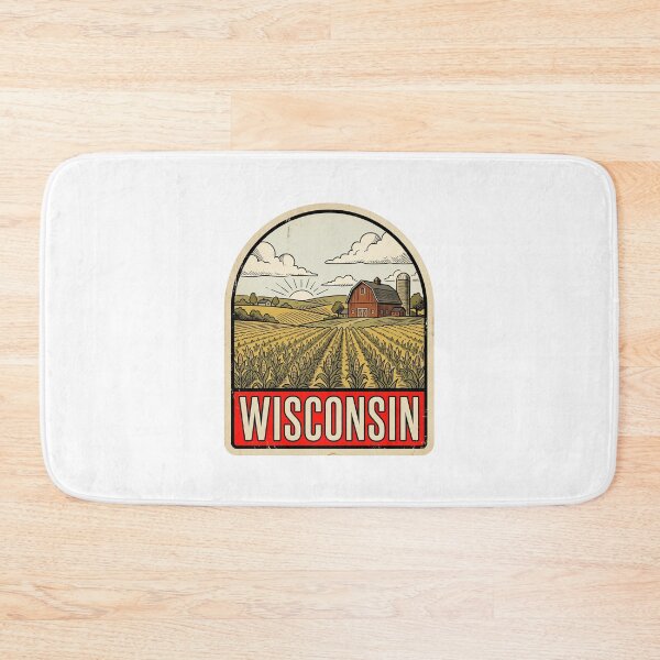 Item preview, Retro Wisconsin Farmland Red Barn Vintage Travel Badge designed and sold by Paper Drip.