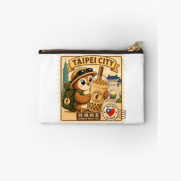 Item preview, Taipei City Bubble Milk Tea Taiwan Travel Stamp Sticker Cute Owl Mascot Postage Illustration designed and sold by Symbol Universe.