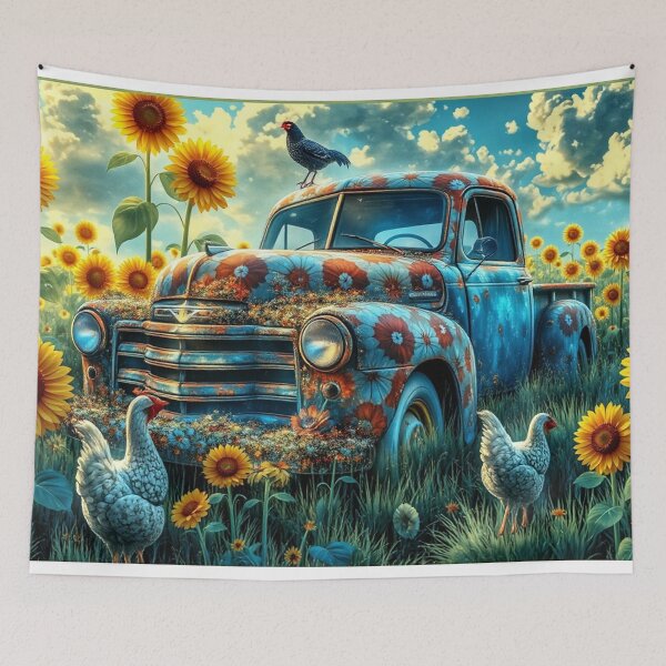 Item preview, Sunflower Farm Truck Wall Art designed and sold by BeautifulVirtues.
