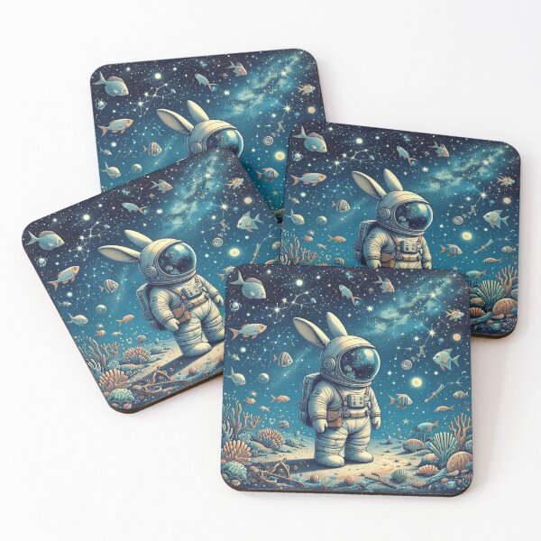 Item preview, Cosmic Rabbit Astronaut – Surreal Ocean Space Design designed and sold by Dogandesighn.