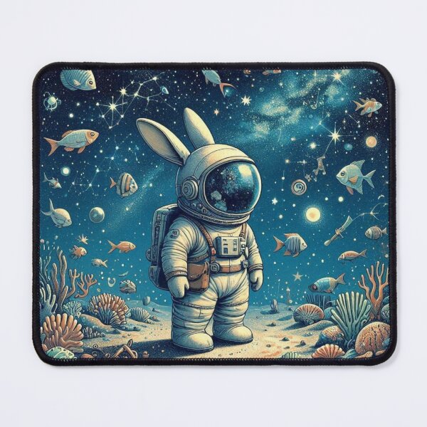 Item preview, Cosmic Rabbit Astronaut – Surreal Ocean Space Design designed and sold by Dogandesighn.