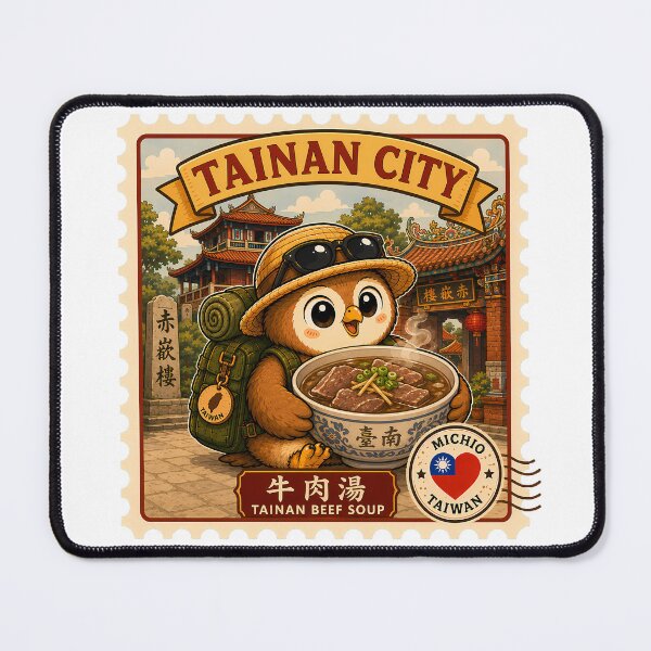 Item preview, Tainan City Beef Soup Taiwan Travel Stamp Sticker Cute Owl Mascot Postage Illustration designed and sold by Symbol Universe.