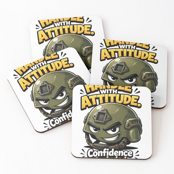 Item preview, Handle With Attitude: Military Helmet Cartoon Graphic with Bold Quote designed and sold by M.Store.