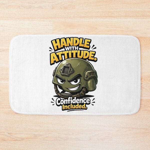 Item preview, Handle With Attitude: Military Helmet Cartoon Graphic with Bold Quote designed and sold by M.Store.