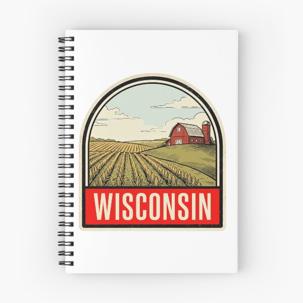 Item preview, Retro Wisconsin Farmland Red Barn Vintage Travel Badge designed and sold by Paper Drip.