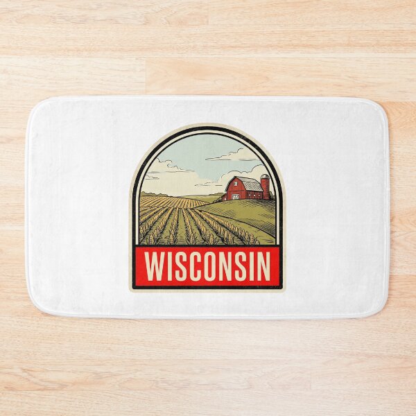 Item preview, Retro Wisconsin Farmland Red Barn Vintage Travel Badge designed and sold by Paper Drip.