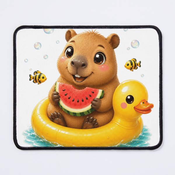 Item preview, Cute Summer Capybara With Watermelon On Duck Float designed and sold by AgnesDream.