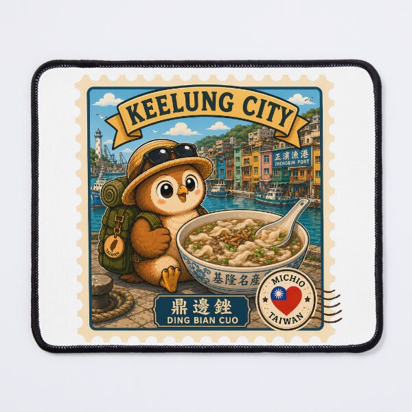 Item preview, Keelung City Ding Bian Cuo Taiwan Travel Stamp Sticker Cute Owl Mascot Postage Illustration designed and sold by Symbol Universe.