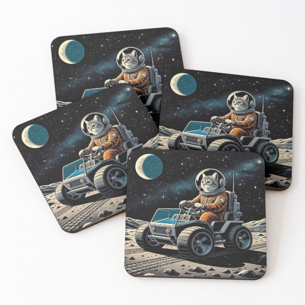 Item preview, Astronaut Cat on Lunar Rover – Cosmic Fantasy Design designed and sold by Dogandesighn.