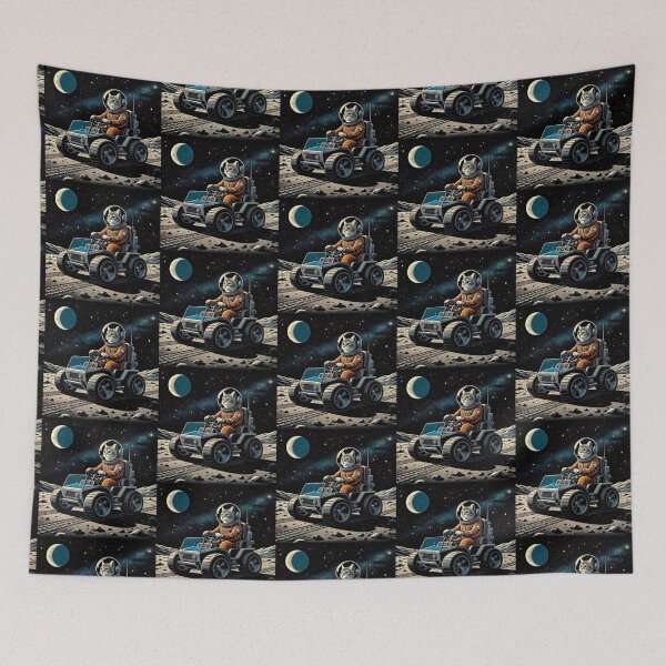 Item preview, Astronaut Cat on Lunar Rover – Cosmic Fantasy Design designed and sold by Dogandesighn.