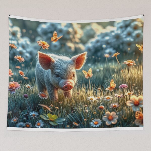 Item preview, Piglet in Flower Field Wall Art designed and sold by BeautifulVirtues.