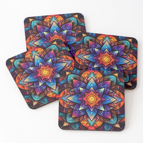 Item preview, Rainbow Geometric Mandala | Colourful Boho Sacred Geometry Art Print designed and sold by My Gluten Free Life UK.