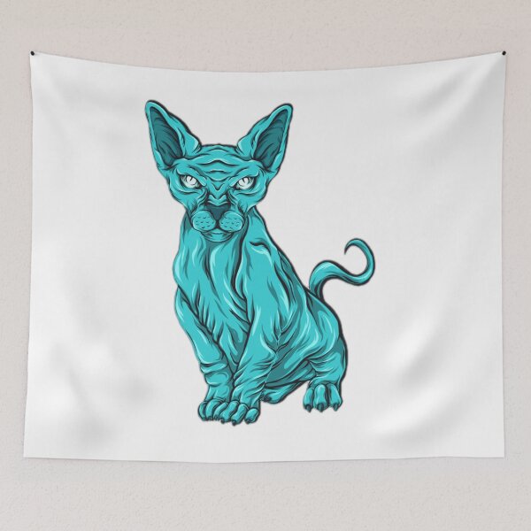 Item preview, Stylized Turquoise Sphynx Cat Illustration designed and sold by DailyDoodlesBySumbul.