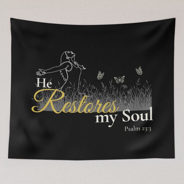 Item preview, He Restores My Soul Bible Verse | Psalm 23 verse 3 Christian Scripture Design designed and sold by Conduit Tees.