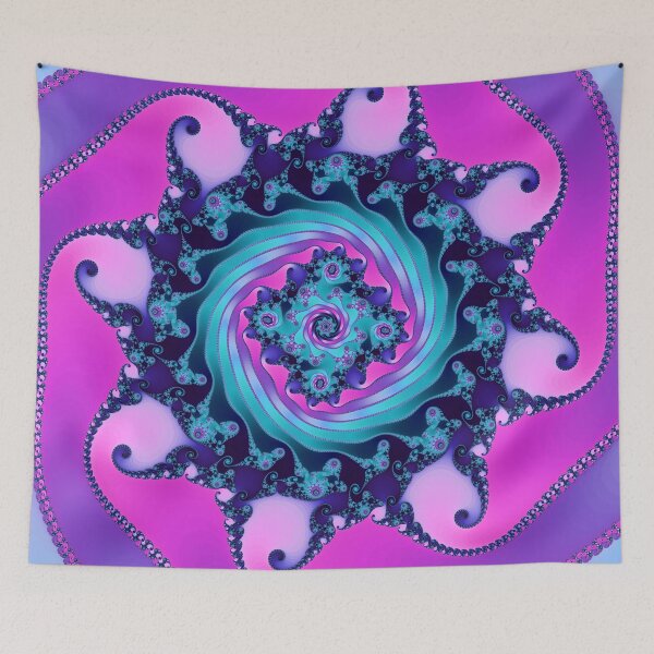 Item preview, Electric Vaporwave Neon Pink and Cyan Geometric Fractal Art designed and sold by pinkal.