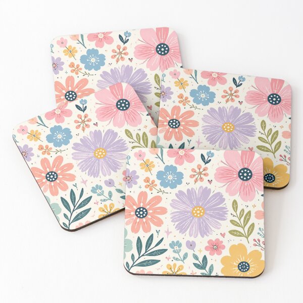 Item preview, Pastel Folk Art Flowers | Cute Scandinavian Floral Pattern designed and sold by My Gluten Free Life UK.